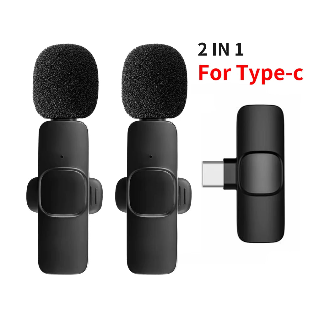 New Wireless Lavalier Microphone Portable Audio Video Recording Mini Mic for Iphone Android Live Broadcast Gaming Phone Mic