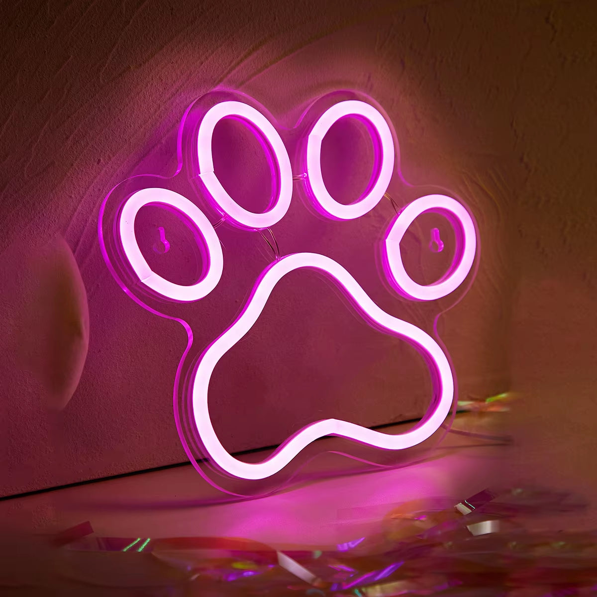 Chi-Buy LED Neon Paw USB Powered Neon Signs Night Light 3D Wall Art & Game Room Bedroom Living Room Decor Lamp Signs