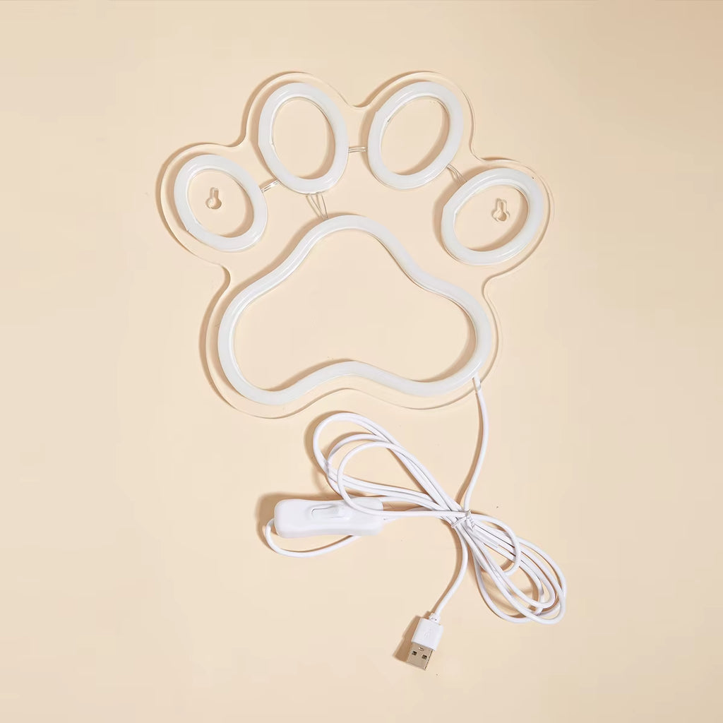 Chi-Buy LED Neon Paw USB Powered Neon Signs Night Light 3D Wall Art & Game Room Bedroom Living Room Decor Lamp Signs